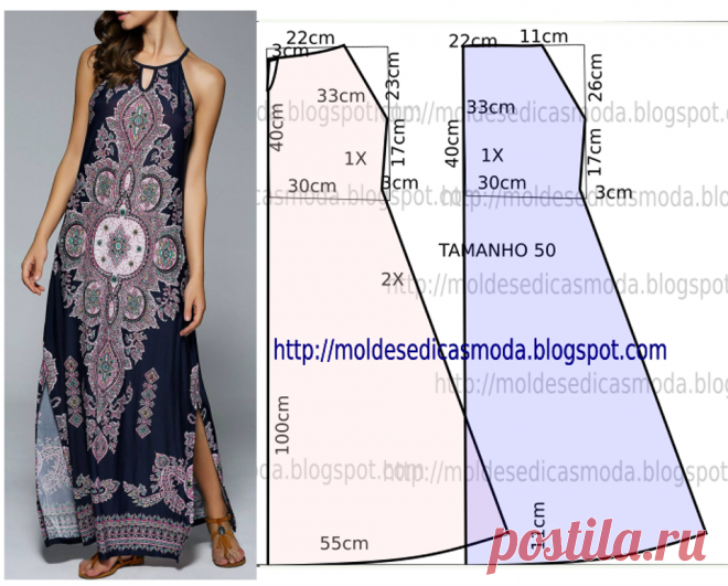 Vestido azul royal estampado - Moldes Moda por Medida Quem não gosta de ter no guarda-roupa um vestido azul royal estampado para dias mais formais? A ilustração do molde de vestido não inclui valor de costura, o valor de costura tem que ser acrescentado.