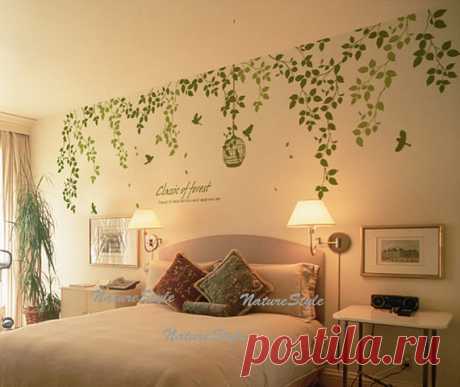 Beautiful branches with flying birds wall decal [SIZE] This decal set is 320cm wide X 92cm tall  [Colors]  Please check the color chart to choose the colors you want [WHATS INCLUDED] Vines Birds and cage Text decal Application instruction and small test decal  [ CUSTOMIZING ] We can resize the design and make it suitable for your wall