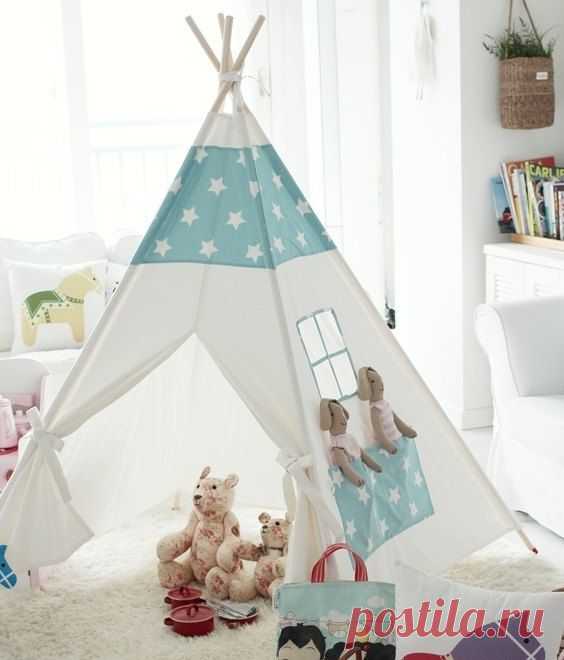 AFTER XMAS DELIVERY! Modern Slate Bekko Natural Canvas Play Tent Teepee Playhouse with Roll Up Flap Window | Типи, Игровые Палатки и Палатка