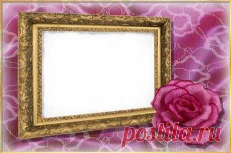 Frame for a photo violets. Transparent PNG Frame, PSD Layered Photo frame template, Download.