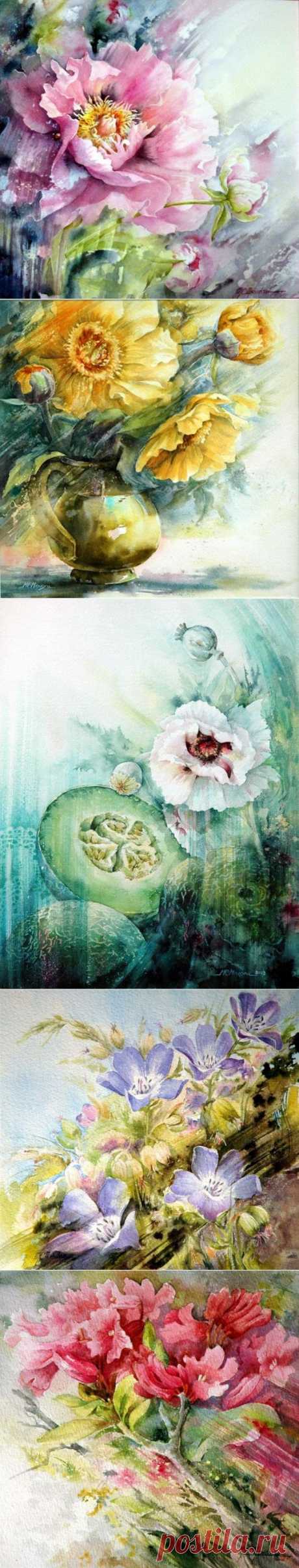 Пусть о любви моей букет цветов расскажет… ~ Потрясающие акварели француженки Marie Claire Moudru.