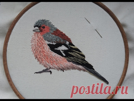 2. Hand Embroidery. Chaffinch. Stitching a Bird by Craft Jitsu Online Class