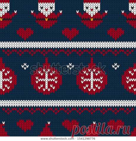 Vector de stock (libre de regalías) sobre Christmas Seamless Knitted Pattern Background Christmas1541298776