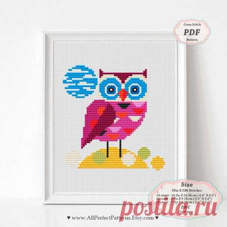 Owl Scandinavian Art Cross Stitch PDF Pattern Modern | Etsy