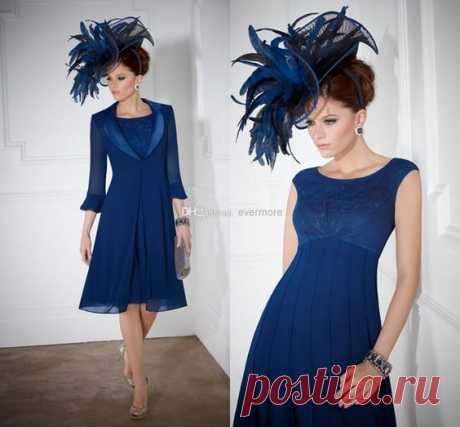 New Fashion A Line 3/4 Sleeve Knee Length Sequin Chiffon Mother Of The Bride Dress with Jacket US $109.99