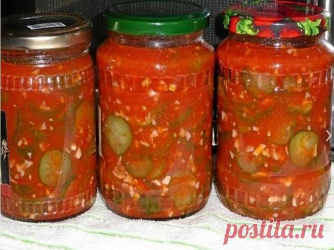 Огурцы с чесноком в томатной заливке на зиму. Мой любимый рецепт | Вкусно и полезно | Яндекс Дзен