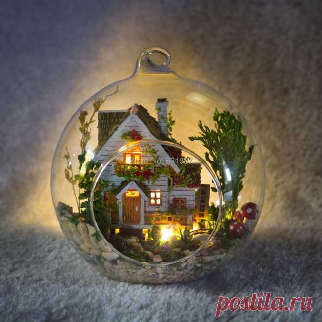 Миниатюрный Кукольный дом iy, конструктор со стеклянным шариком, деревянный миниатюрный кукольный домик ручной работы, подарок на Рождество, дом леса - купить по выгодной цене | AliExpress