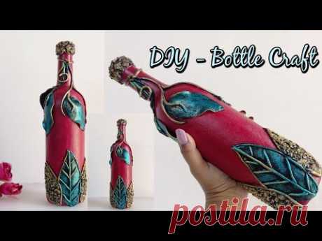 DIY-Bottle Art With Clay Work | Bottle Decoration Idea | Bottle Craft | Room Decor with Glass Bottle