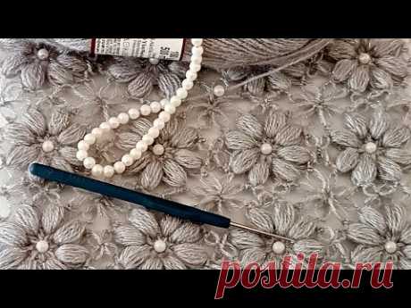 AMAZING ❗ Beautiful Pearl Beaded Knitting Pattern 💯 Crochet stitch flower