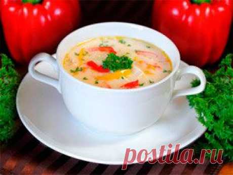 Сырный суп с болгарским перцем и курицей | Кулинарные рецепты на VoMenu.ru