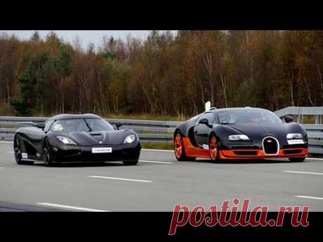 [4k] 50-350+ km/h RACE Bugatti Veyron Vitesse vs Koenigsegg Agera R Highspeed Oval