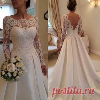 Hot Selling vestido de noivad Lace Bridal Gowns Bead Ruffles A Line Scoop Neckline Vintage Wedding Dresses With Long Sleeve W850-in Wedding Dresses from Weddings & Events on Aliexpress.com | Alibaba Group