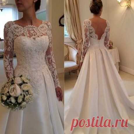 Hot Selling vestido de noivad Lace Bridal Gowns Bead Ruffles A Line Scoop Neckline Vintage Wedding Dresses With Long Sleeve W850-in Wedding Dresses from Weddings &amp; Events on Aliexpress.com | Alibaba Group
