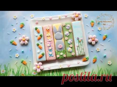 How to decorate EASTER COOKIE STICKS in 5 cute designs ~ BONUS: Royal Icing Roses tutorial inside!