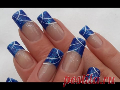 Einfaches schlichtes blaues Nageldesign / Winter Nägel / Simple chic blue nail art design
