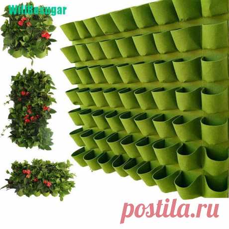 WillBesugar🉐Green Vertical Hanging Garden Planter Flower Pots Bag Wall Mount Hanging