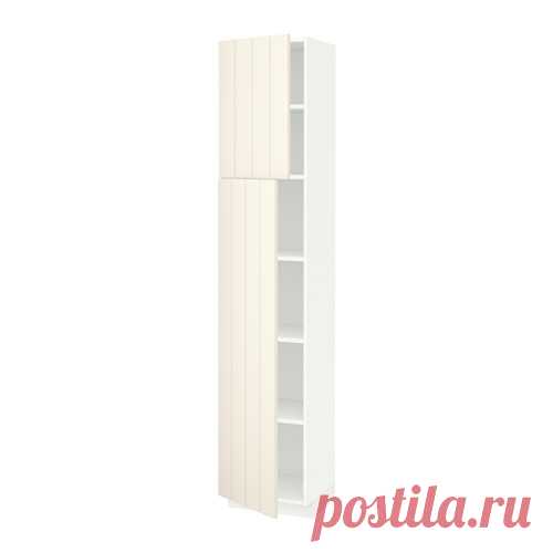 МЕТОД Высокий шкаф с полками/2 дверцы - белый, Хитарп белый с оттенком, 40x37x200 см - IKEA