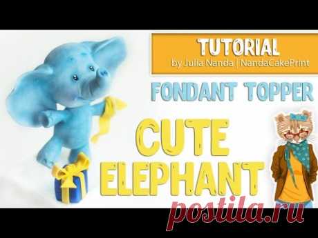 Fondant Elephant with gift cake topper tutorial