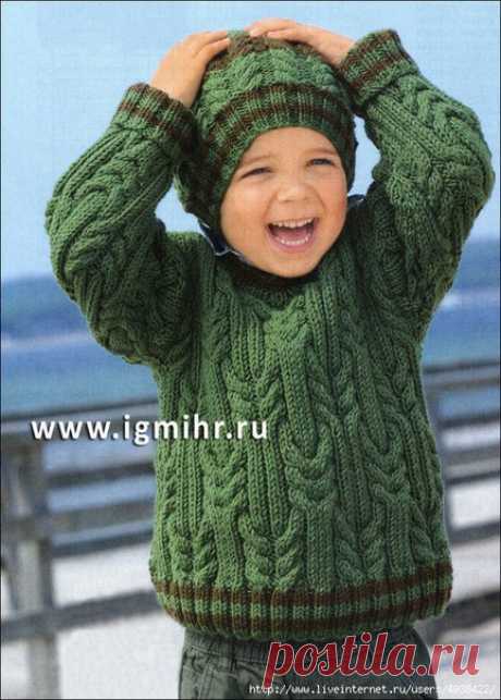 Пуловер и шапочка для мальчика 2-8 лет.