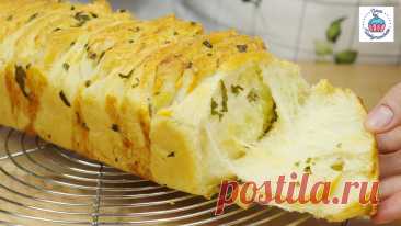 Хлеб "Гармошка" с сыром и чесночным маслом, ароматный и воздушный хлеб | Ольга Шобутинская | Дзен