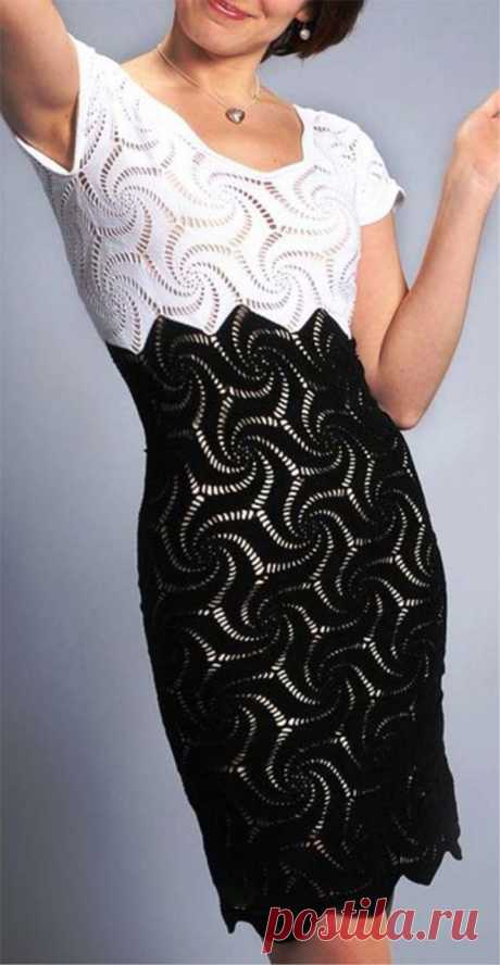Crochet Black White Dress
