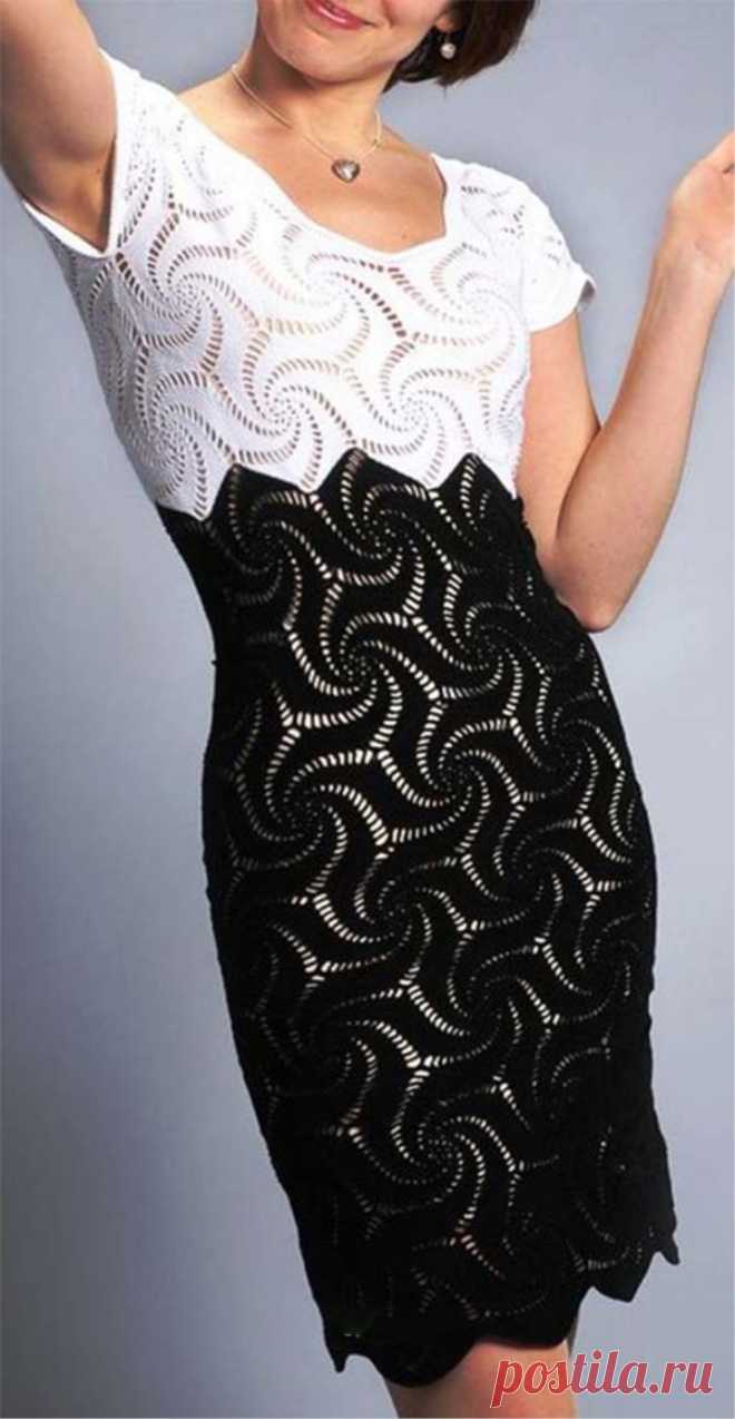 Crochet Black White Dress