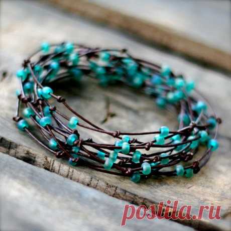 Brown/Turquoise BIRDS NEST Wrap Bracelet