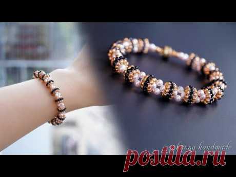 DIY beaded beads bracelet with pearls and seed beads. Beading tutorial