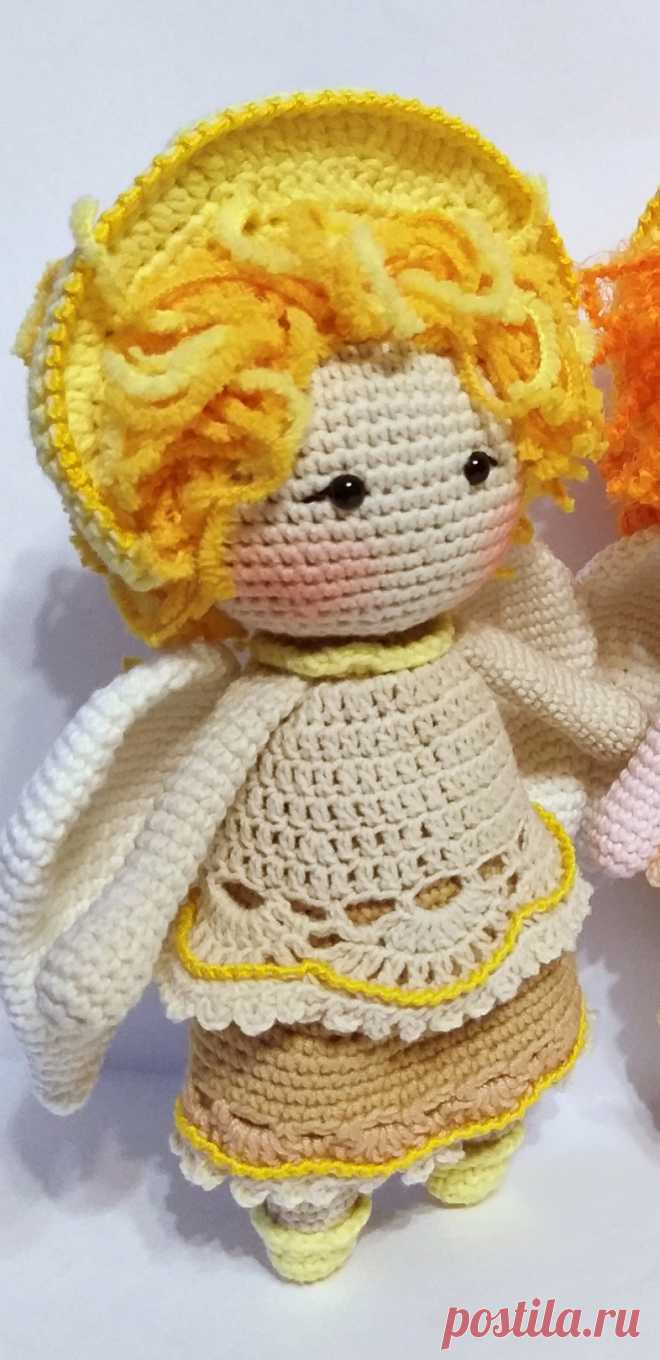 PDF Рождественский ангелочек крючком; FREE crochet pattern; Аmigurumi doll patterns. Амигуруми схемы и описания на русском. Вязаные игрушки и поделки своими руками #amimore - ангел, ангелок, ангелочек.