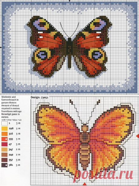Подборка схем для вышивки бабочек.