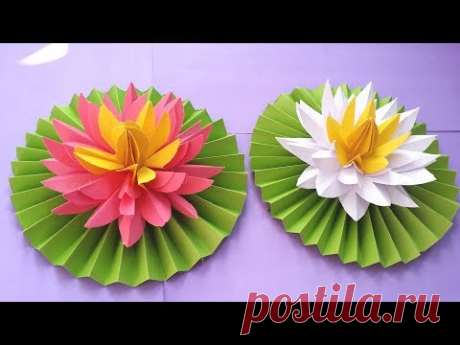 DIY How to Make Most Beautiful Lotus/ Water Lily With Paper!!!