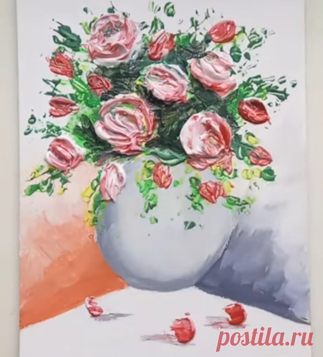 Цветы из текстурной пасты | Уроки рисования с Тессой Арт | Яндекс Дзен