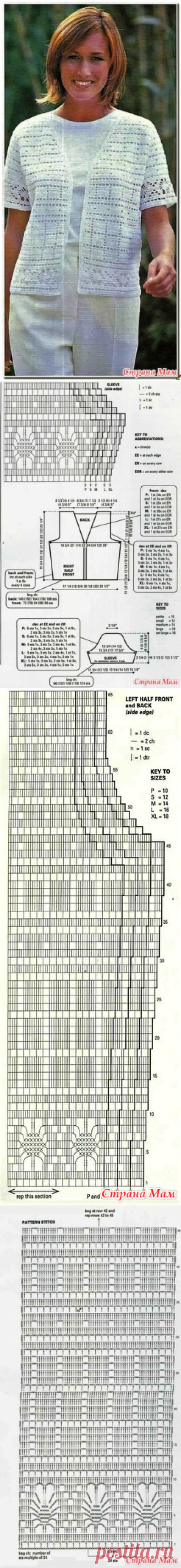 Жакет в филейной технике(все размеры). - ВЯЗАНАЯ МОДА+ ДЛЯ НЕМОДЕЛЬНЫХ ДАМ - Страна Мам