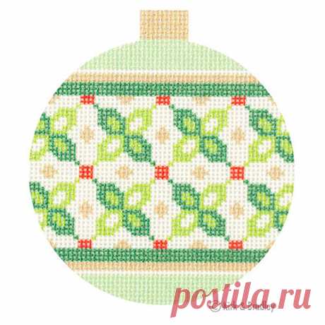 NTG KB093 - Verona Bauble - Bergamo Introducing Kirk &amp; Bradley's line of stitch printed canvases. This canvas was printed using state of the art printing technology. Verona Bauble - BergamoStyle: NTG 093Size: 4" RoundMesh: 18