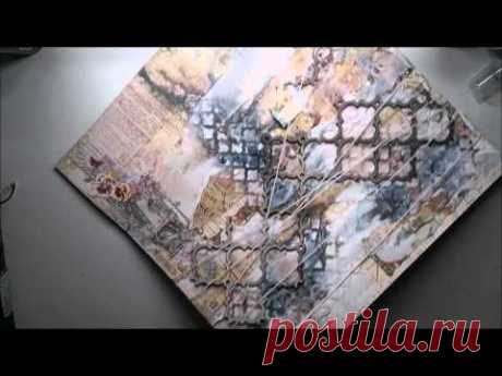 Tutorial on mixed media background scrapbooking page for Blue Fern Studios 'Memories' - YouTube