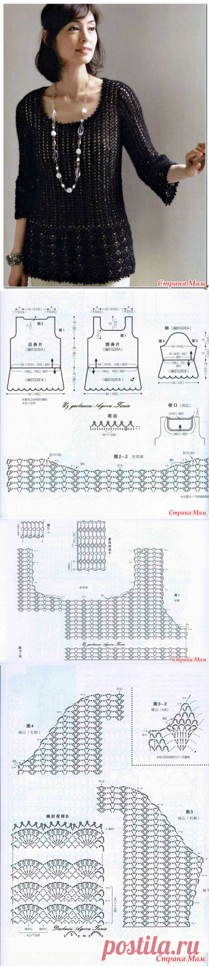 Нарядная туника крючком. - ВЯЗАНАЯ МОДА+ ДЛЯ НЕМОДЕЛЬНЫХ ДАМ - Страна Мам