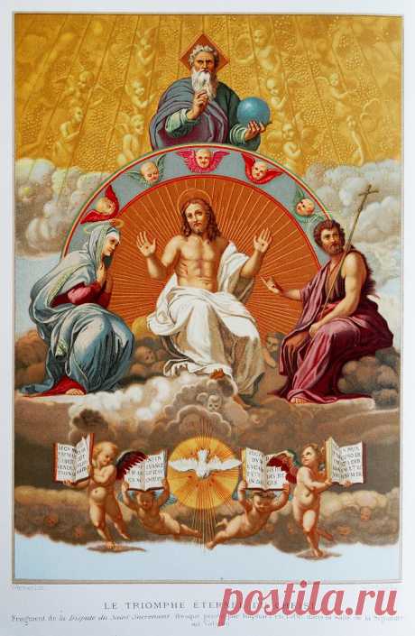 Triomphe du Christ - Triumph of Christ Nineteenth century chromolithograph.  Chromolithographie de la fin du dix-neuvième siècle.