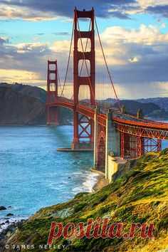 Golden Gate Bridge glows in the evening light at sunset, San Francisco Bay, CA  CLICK THE PIC and Learn how you can EARN MONEY while still having fun on Pinterest