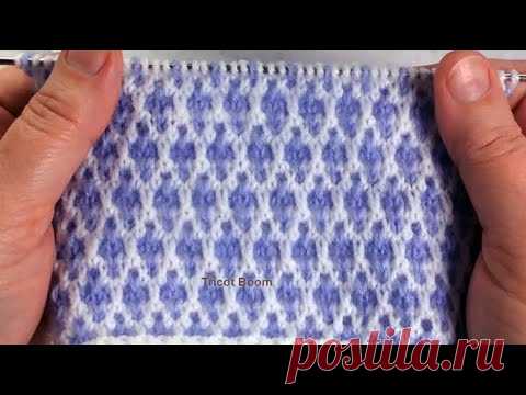 Узор Решетка / Ленивый жаккард / Вязание спицами.