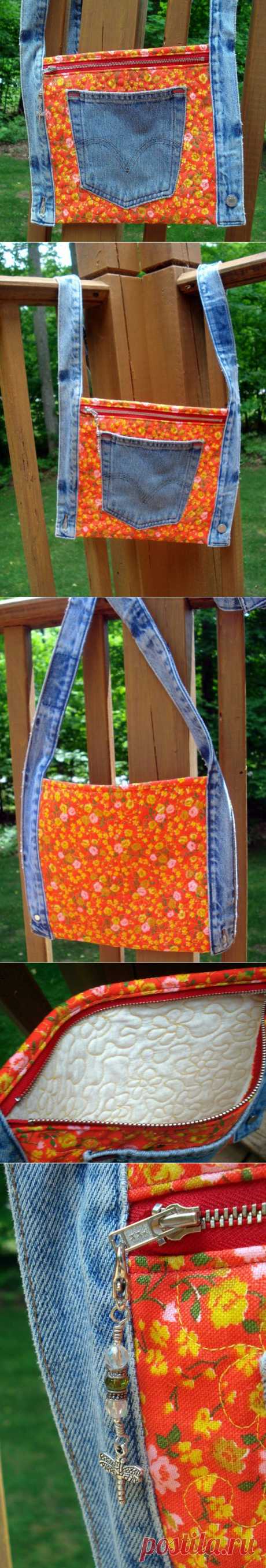 Hip Purse made with recycled denim and vintage от BackPocketDesign