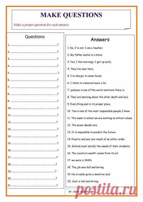 Make Questions (11) worksheet - Free ESL printable worksheets made by teachers