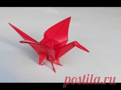 Как сделать оригами журавля с ножками, How to make an origami crane with legs.