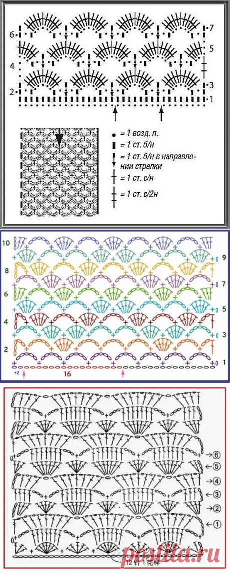 Узоры крючком, схемы в копилку мастерицы