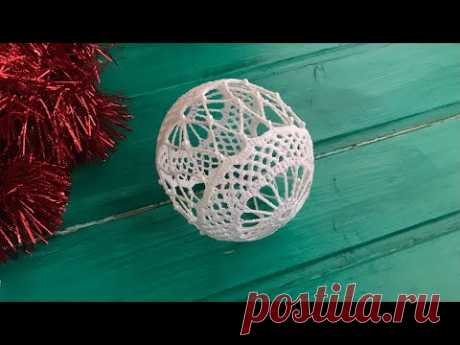 Шар на елку крючком, Новогодний шар без бусин. #Christmas ball crochet #новогоднийшаркрючком