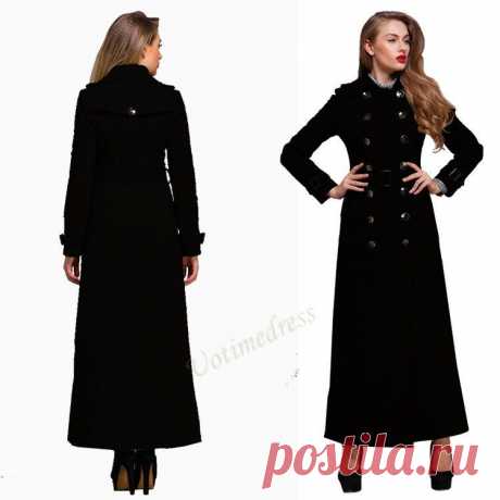 Черный женщин Пальто Maxi длинное платье весна / осень по Uotimedress