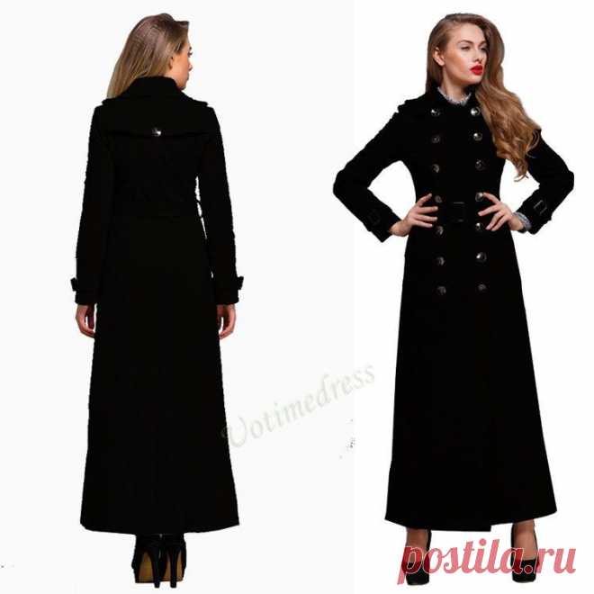 Черный женщин Пальто Maxi длинное платье весна / осень по Uotimedress