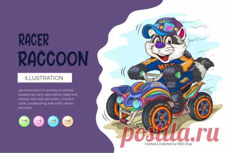 Cartoon Raccoon Racer. T-Shirt, PNG, SVG.
A colorful image of a cartoon Raccoon on a racing quad bike. Unique design, Childish illustration. Use the product to print on clothing, accessories, holiday decorations, labels and stickers, nursery decorations, invitation cards, scrapbooking, diaries and more.
-------------------------------------------
EPS_10, SVG, JPG, PNG file transparent with a resolution of 300 dpi, 15000 X 15000.