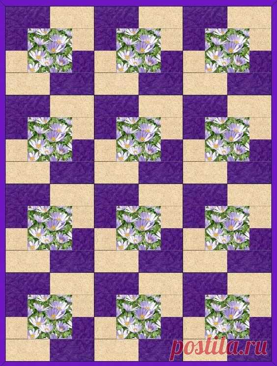 Quilt kit has the pretties purple daisies you have ever seen, purple medium daisies on a dark green background, a beige leaf tonal and purple blend…