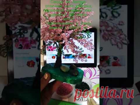 Сакура из бисера! для начинающих!бисер схема; Красота своими руками!Дерево из бисера.