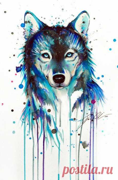 Dark Wolf signed Art Print | Etsy